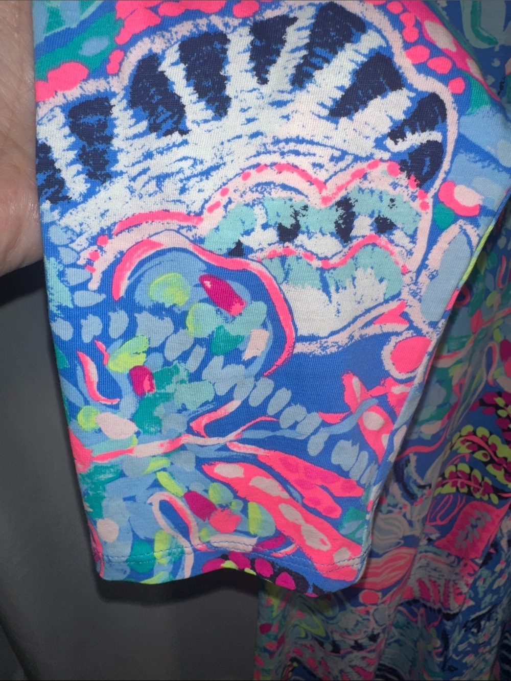 Lilly Pulitzer Blue Multicolor Floral V-Neck Long Sleeve Dress - Picture 4 of 7